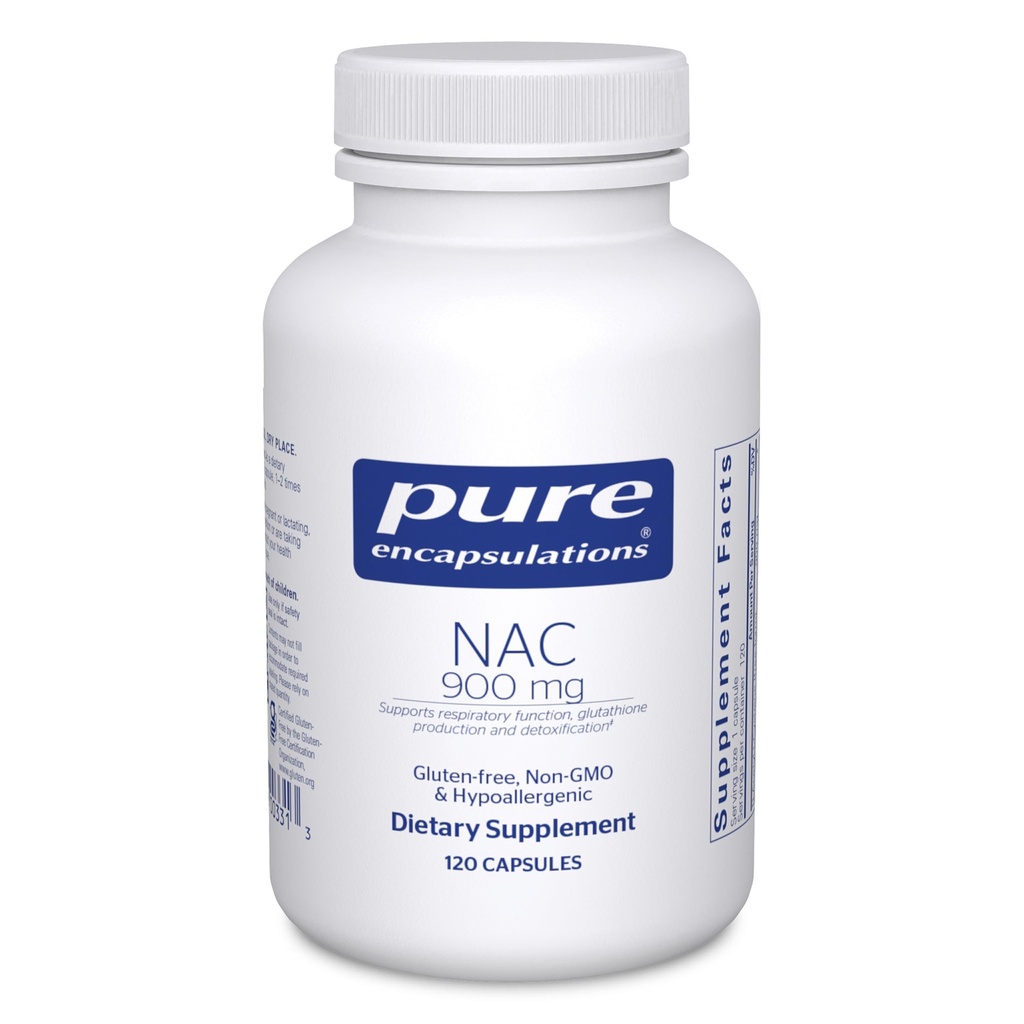 Pure Encapsulations NAC 900 mg - N- Acetylo Cysteina Acid Supplement for Lung & Immune Support, Liver & Antioksydants * - 120 Kapsułki