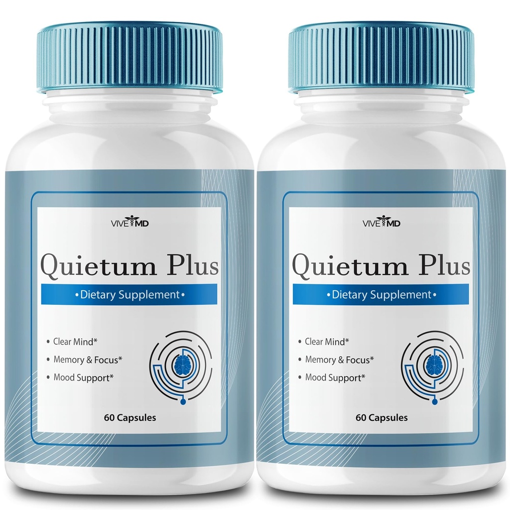 VIVE MD Quietum Plus szum w uszach - Rapid Ear Ringing Relief, przezroczysty szum w uszach i Holistic Tinnitus Leczenie 60 kapsułek na butelkę (2 opakowania)