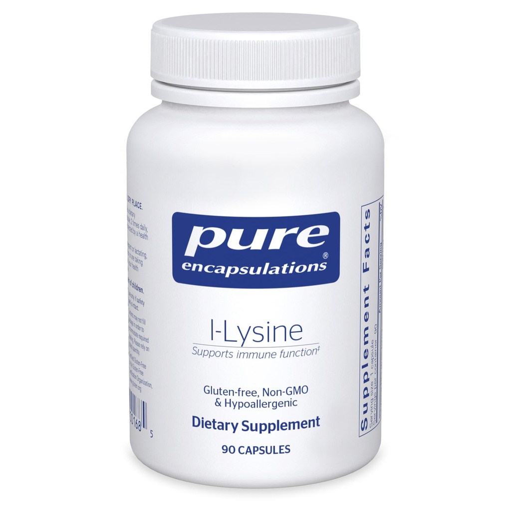 Pure Encapsulations L- Lysine - Esential Amino Acid Supplement for Immune Support & Gum, Lip Health * - with L- Lysine HCl - 90 kapsułki