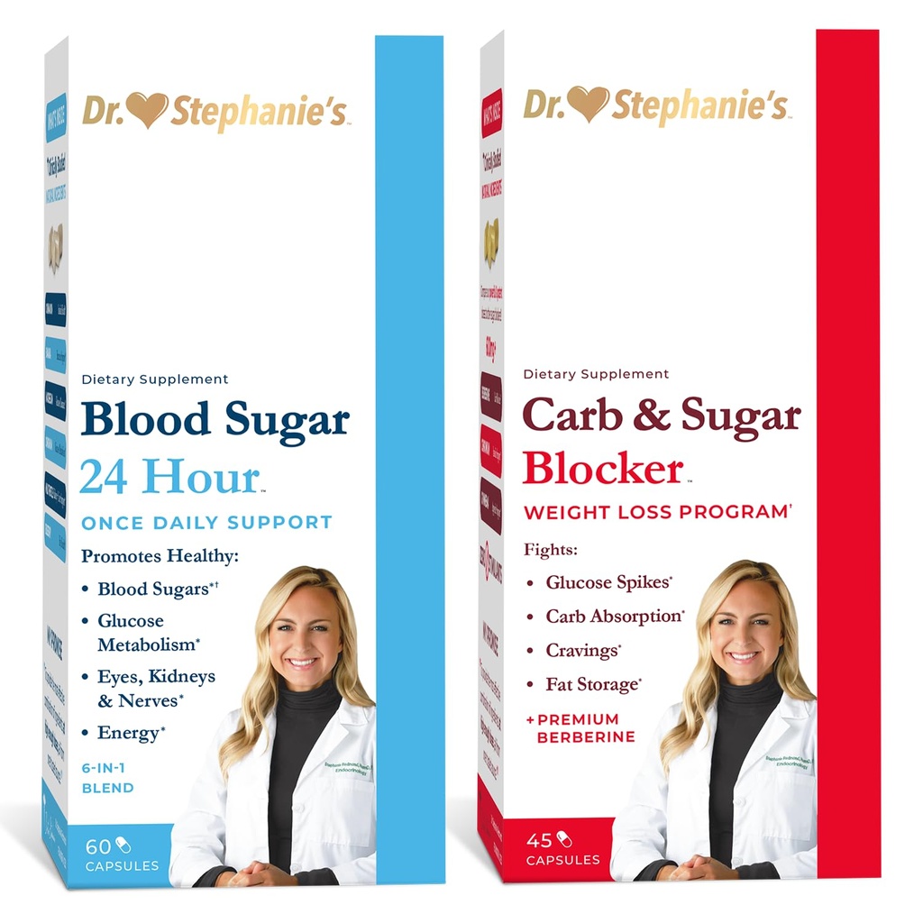 Paczka z paletą dr. Stephanie - 24-godzinne wsparcie + Blocker z węglowodanami i cukrem - Daily Supplement