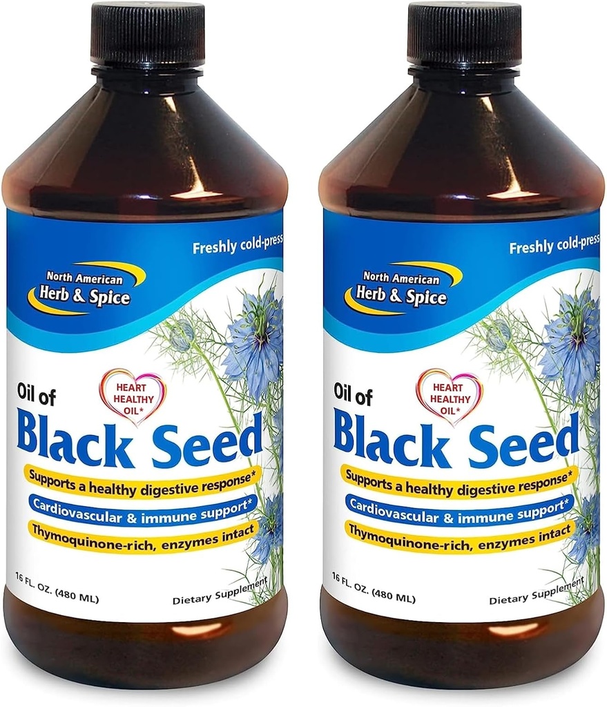 PÓŁNOCNY AMERYKAN HERB & SPICE Black Seed Oil - 16 fl oz, Pack of 2 - Digestive & Immune Support - Non-GMO - 192 Łączne służby