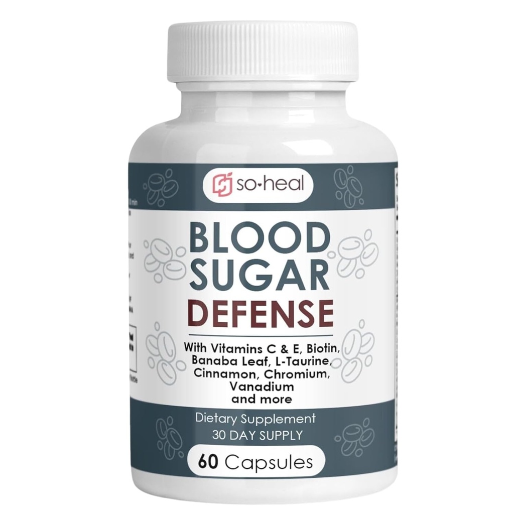Sugar Shield Defense Supplement - Cynamon, Chrom, Vanadium, Triple Protection for Heart, Metabolizm, Energia - 60 Kapsułek, Made in USA