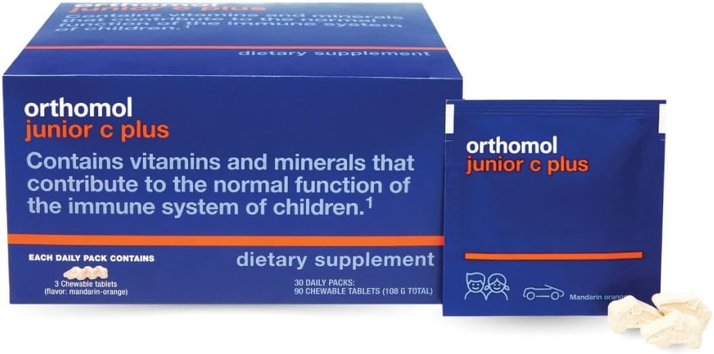 Ortomol Immun Junior C Plus, Multiwitamina Kid 's, Flavor Tangerine, 30- Day Supply