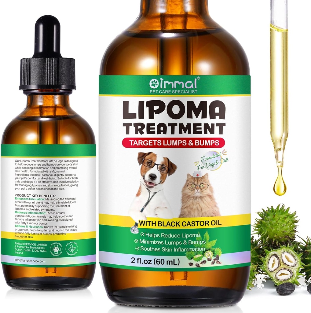 Lipoma Treatment Targets Guard for Dogs Lumps and Bumps 2 fl.oz, Lipoma Treatment for Dogs Cats, Soften Fatty Lumps & Bumps, Castor Oil for Pets, Supplements Lipoma Reduction, Immune Support