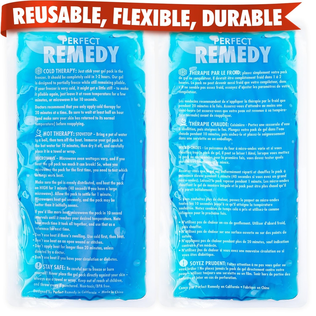 Perfect Remedy 2-Pack żelowe pakiety do urazów wielokrotnego użytku, Hot & Cold Pack That 's Trwały, Miękki i Elastyczny, Szybkie Relief & Recovery (Niebieski, Reg 2PK)