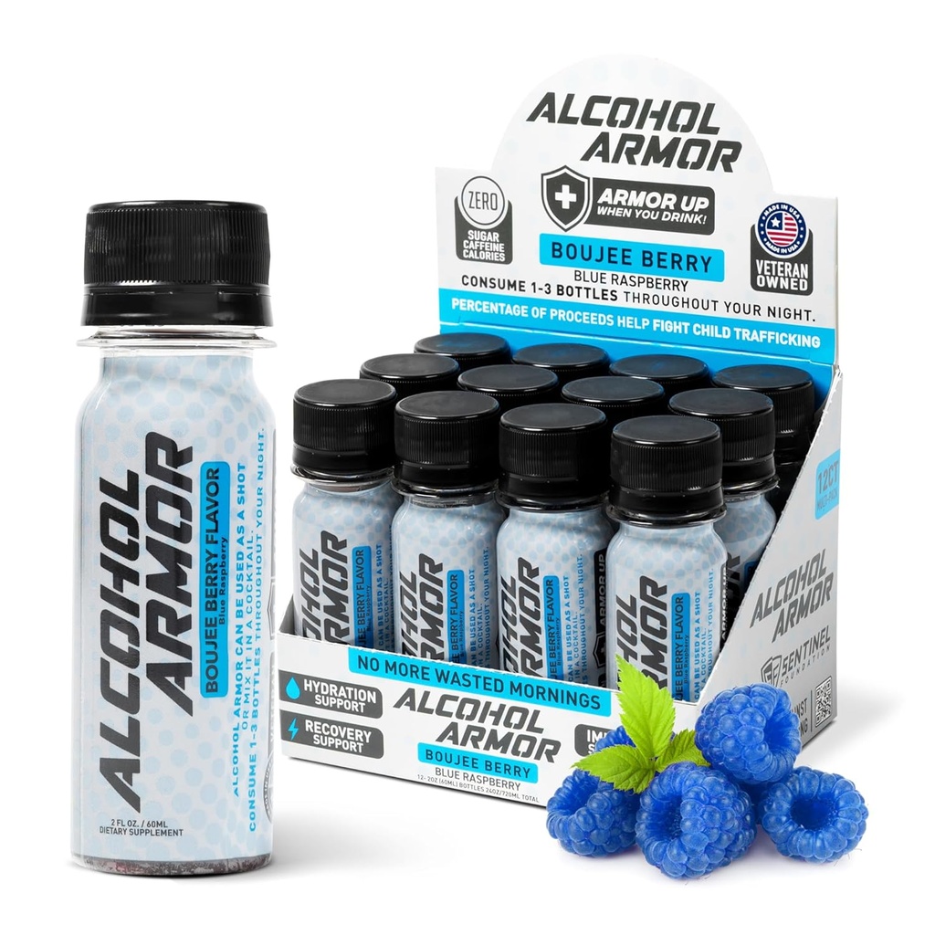 Boujee Berry Elixir - Hydration Support, Esential Vitamin and Electrolytes, Witamina B12, Mleko Thistle - 12 Pack