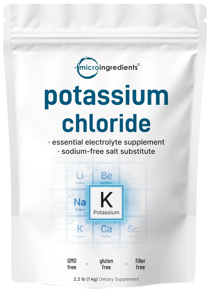 Proszek chlorku potasu, 1 KG (35 unce) do 124; substytut soli i elitarny suplement elektrolitowy do nawadniania 124; wspomaga równowagę mineralną, serce, staw i immunologiczny do 124; Wolny od napełnienia, rozpuszcza łatwo