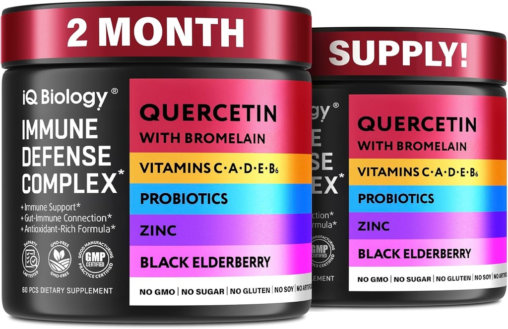 Quercetin with Bromelain - Premium Quercetin Bromelain kapsułki do immunologicznego wsparcia * - Bromelain Quercetin Supplement - Non GMO Quercetin - 2 opakowania (120 kapsułek)