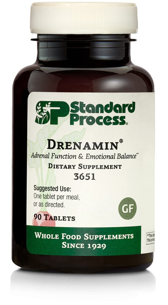 Standardowe procesy Drenamina - Suplement funkcji nadnerczy dla zdrowej reakcji na stres - Wspiera zdrową produkcję i metabolizm energii - Bezglutenowe, Non-Dairy & Non-Soy - 90 tabletek (90 Servings)