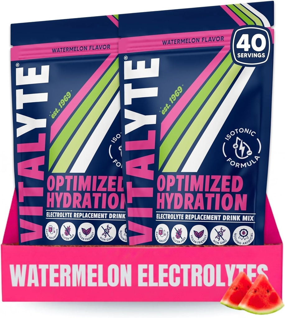 Vitalyte Electrolyte Powder Drink Mix, Isotonic Electrolyte Hydration Mix, Gluten Free Post Workout Powder Mix, Opakowanie po 2, 35 oz. Każdy, Arbuz Flavor