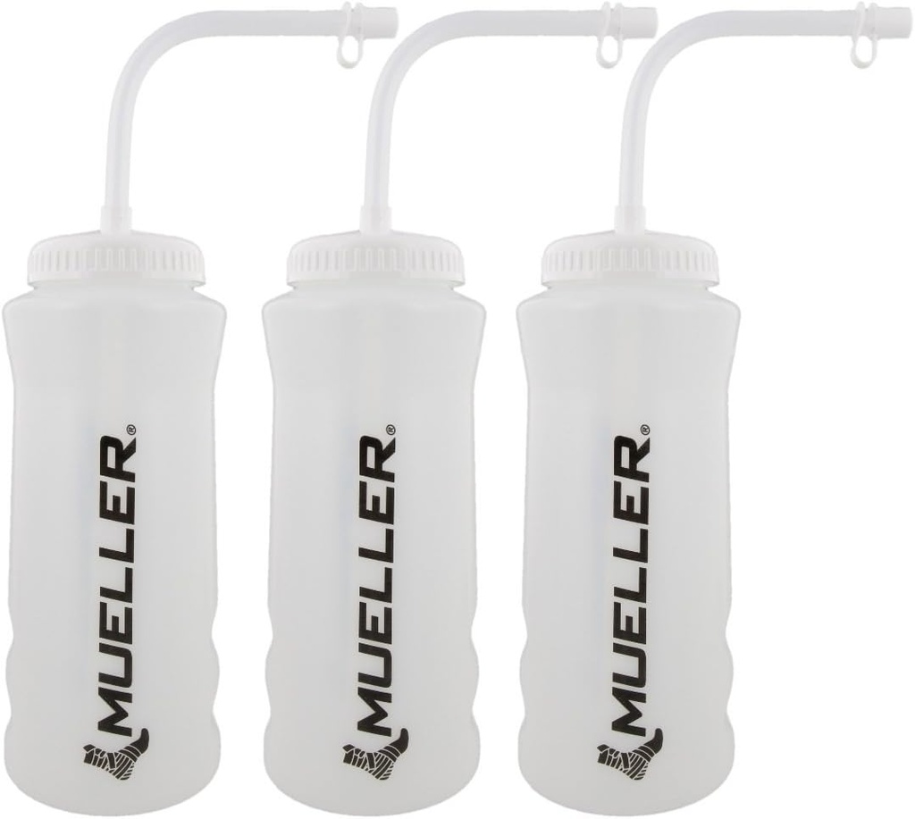 Mueller Quart Butelka w / Słomka, Kolor naturalny w / Czarne litery (3- Pack)