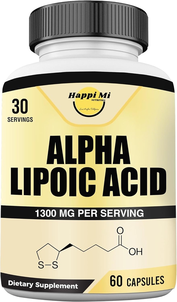 Alpha Lipoic Acid Capsules 1300mg Per Serving - 30 Servings per Bottle - Przeciwutleniacz Wsparcie dla ogólnego zdrowia