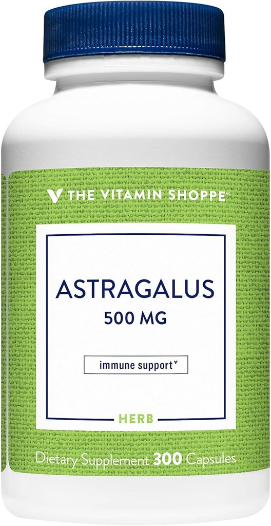 Witamina Shoppe Astragalus (Root) 500 mg - Suplement ziołowy do wsparcia układu immunologicznego i ciała Naturalne obronne - Pomaga budować Stamina, Energia i witalność (300 Kapsułki)