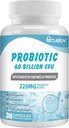 Probiotyka 60 Miliard CFU z 10 Szczepów i 3 Prebiotyki Organiczne, Suplement do Probiotyki dla Kobiet Men Wsparcie Metabolizm, Immunitet i zdrowie pokarmowe, Non-GMO & Gluten Free, 30 Kapsułki