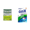 Dulcolax Relief Laxative Overnight dla lekkich zaparć Relief, Bisacodyl 5 mg Tablets, 50 Count & Gas- X Extra Siła Relief Gaz Relief Tablets z Simethicone 125 mg dla Bloating Relief