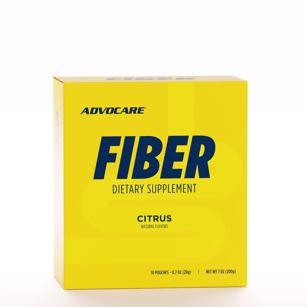 AdvoCare Fiber Dietary Supplement - Codzienne Fiber Powder Supplement z rozpuszczalnym i nierozpuszczalnym włóknem - Fiber Blend zawiera Psyllium Husk & Kwas cytrynowy - Pomaga Digestive Health * - Citrus, 10 Pouches
