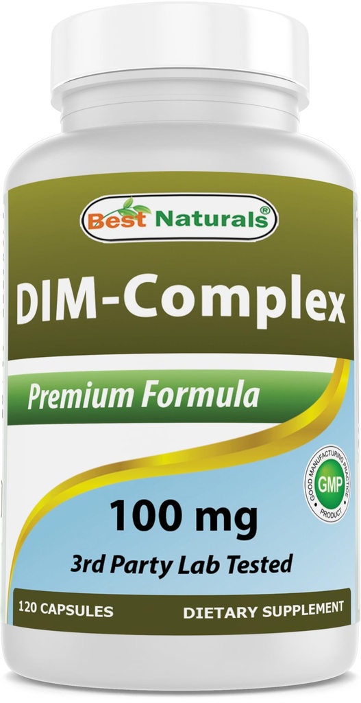 Najlepsze Naturals DIM Suplement 100 mg 120 Kapsułki, DIM dla Estrogen Metabolizm & Równowaga, Dla menopauzy, Body Building, PCOS & trądzik hormonalny