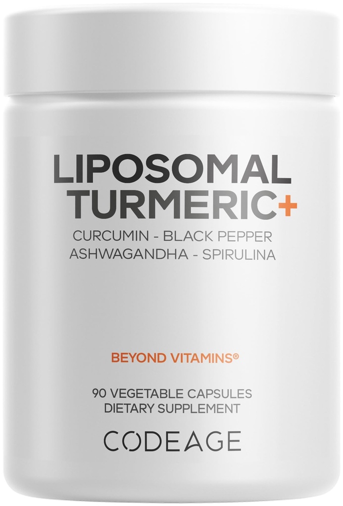 Codeage Organic Turmeric Supplement - 95% Curcumin Extract Pills - Liposomal fermentowany mieszanka botaniczny czarny pieprz, Ashwagandha, Ginger, Stephania, Boswelia, Cumin, Bittersy - 90 Kapsułki