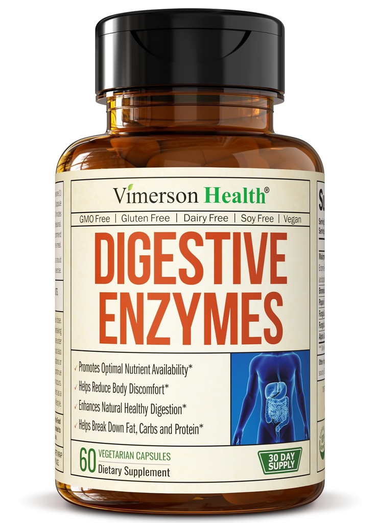 Enzymy trawienne - Probiotyczne Multi Enzyme (Enzimas Digivas) - Suplementy trawienne z unikalną Maszyme- Pro Formuła - Zaawansowane Enzymy do Trawienia, Movel Movements & Wchłanianie odżywcze. 60 Czapki