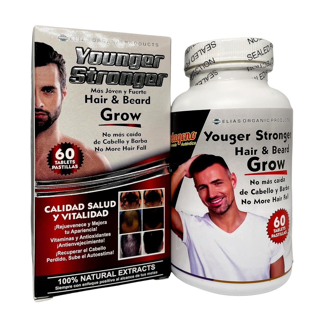 Młodszy Stronger Har i Beard Grow 100% Naturalne ekstrakty 60 tabletek