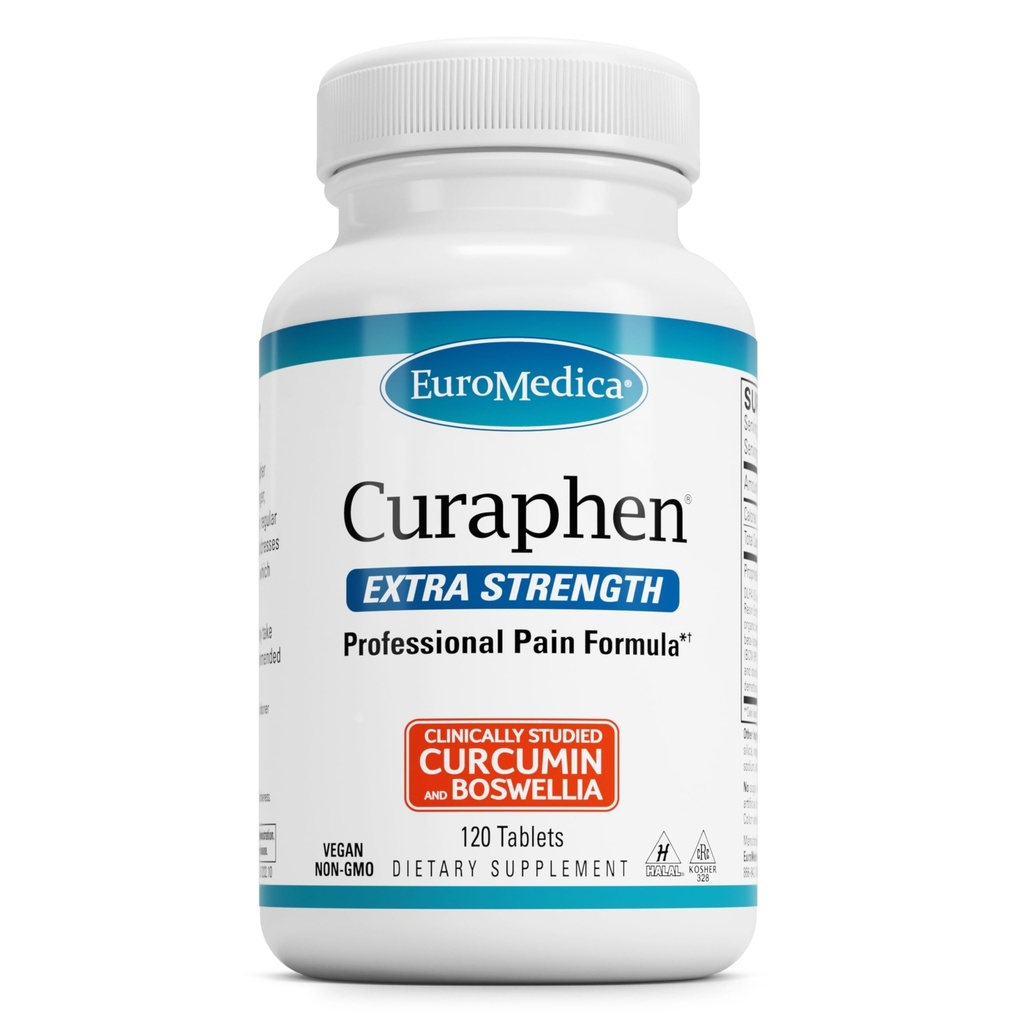 EuroMedica Curaphen Dodatkowa siła - Curcumin & Boswellia Suplement do Zdrowego Obróbki Cyfrowej - Turmerowy Suplement do Podłączeń Wsparcia, Mięśnie Zdrowie i Produkcja Endorfin - 120 Tabletki