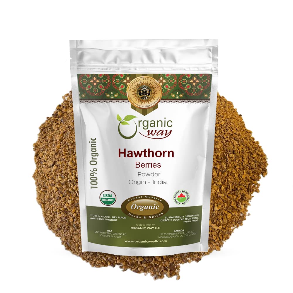 Organic Way Hawthorn Berry Powder (Crataegus monogyna) - European Wild- Harvest Between 124; Organic & Kosher Certified Between 124; Vegan Between 124; Non GMO & Gluten Free Between 124; USDA Certified Between 124; Origin - Albania (1 / 4 LBS / 4 Oz)