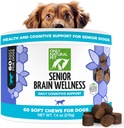 TYLKO NATURAL PET Senior Brain Wellness Pożary dla psów - Małe, średnie i duże trzciny, Szczerbatek i geriatryczne psy, Miękki kurczak i bekon przekąski smakowe, Smaki pieczone - 60 Count