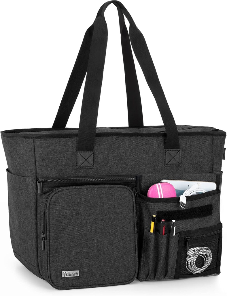 Trenab Nauczyciel Torba Tote Work Bag z wielokrotnym kieszonkowym i wyściełanym składem do 15.6 "Laptop