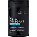 Sports Research ® Keto Omega Fish Oil 1400mg - Full Spectrum Omega-3 Mieszanka z Astaksantyny i Kokosowego oleju MCT - Keto Certified, Soy & Gluten- Free (120 Softgels)