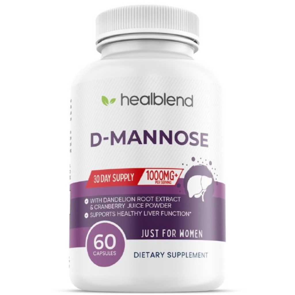 D- Mannose 1000mg kapsułki z sokiem żurawinowym w proszku, Hibiscus i ekstrakty Dandelion - 30 Day Supply for Urnary Tract Health