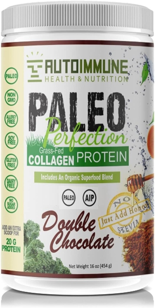 Autoimmunologiczne zdrowie i odżywianie Paleo Perfection Double Chocolate Protein Powder (NO STEVIA, AIP Elimination Fase Compliant), 16 unce (opakowanie po 1)