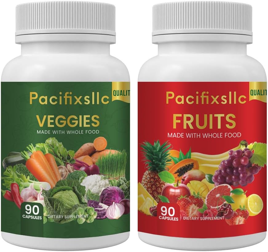 Owoce i kapsułki Vegi 100% Natural superfood Naturalny poziom energii dla mężczyzn i kobiet, Zestaw 2, 180 count- 90 & Owoce 90 Warzywa