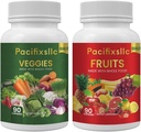 Owoce i kapsułki Vegi 100% Natural superfood Naturalny poziom energii dla mężczyzn i kobiet, Zestaw 2, 180 count- 90 & Owoce 90 Warzywa
