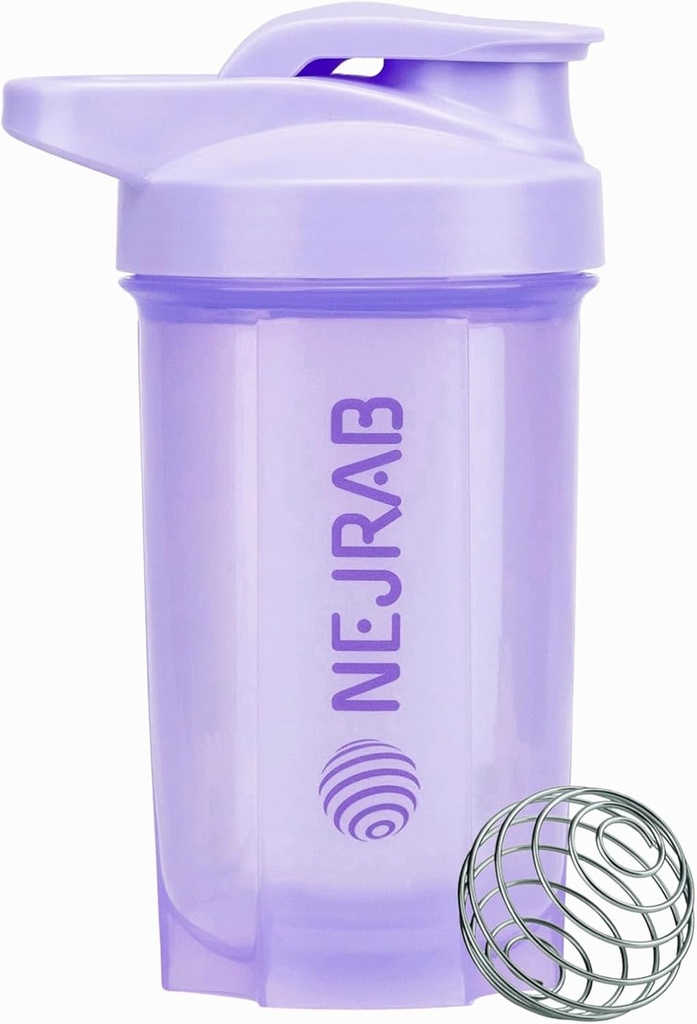 Butelka do shakera białkowego - Perfect for Coffee, Proszek do protein - 16 Oz - for Gym with Mixer ball - Shaker Cups for Protein Shakes (Purpel)