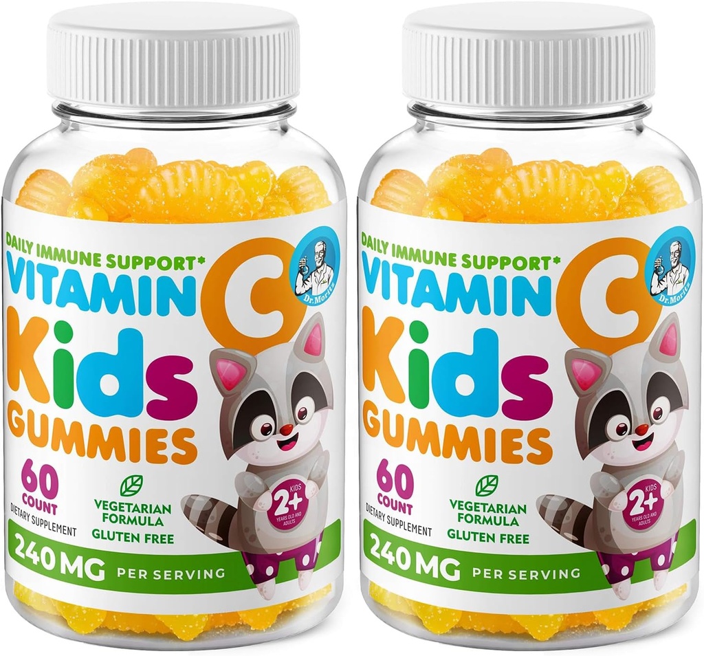 DR. MORITZ Vitamin C Gummies for Kids & Adults 240 mg - Immune Support Low-Sugar Chewable Vitamins for Toddlers - Vegetarian Gelatin-Free Children's Dietary Supplement (Citrus Flavor) (120 Count)