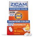 Zicam Ultra Cold Remedy Cynk Rapidmelts, Pomarańczowy aromat śmietankowy, Homeopatyczne, Cold Shorting Medicine, Skróty zimnego czasu trwania, Cukierka - Free, Dye- Free, 18 Count