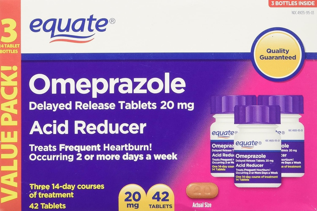Równanie Omeprazol 20 Miligram, Reduktor kwasowy, Opóźnione uwolnienie, 42 tabletki