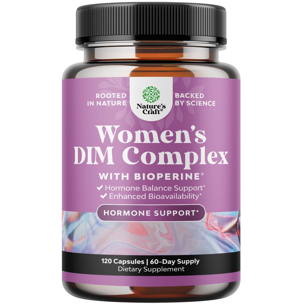 Natury Rzemieślniczy mocny suplement DIM dla kobiet - Hormon Równowaga dla kobiet z DIM i Black Pepper Menopauza Wsparcie i PMS Relief - Suplementy menopauzy Dodatkowa siła 300mg na serwowanie