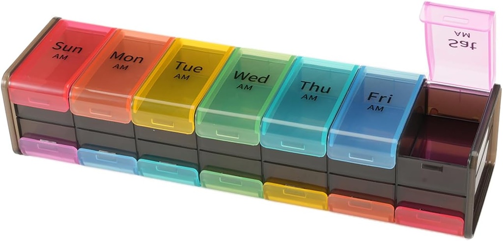 Bardzo duży tygodniowy pill organizator, GrnPeak Jumbo 7- Day Witamina Organizator 2 razy dziennie do trzymania leków, Cod wątroby oleju i suplementów