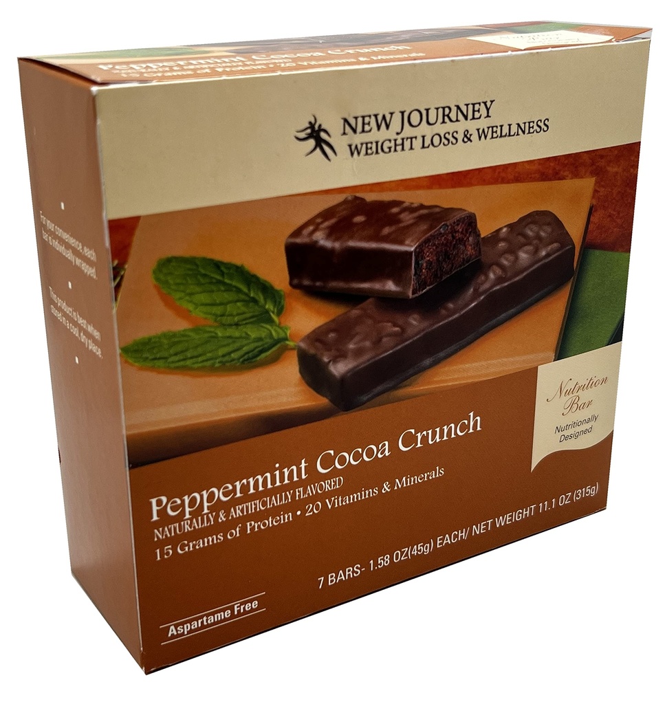 Peppermint Cocoa Crunch Bar - New Journey Weight Loss & Wellness - High Protein Nutrition Bar (7 barów / pudełko)