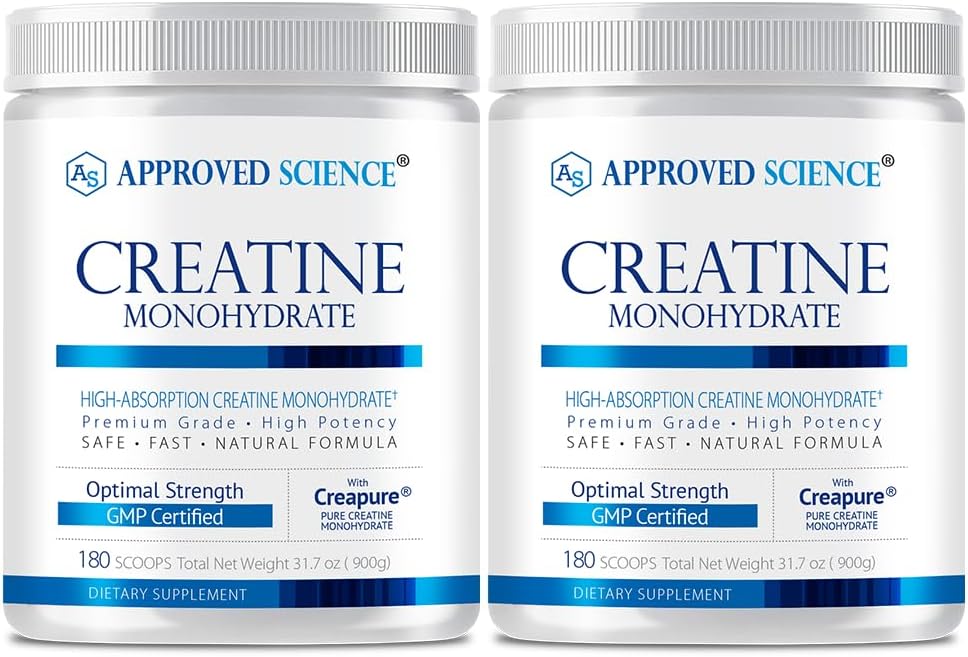 Zatwierdzony Science Kreatywny jednowodny proszek z BioPerine - Wspiera Lean Muscle Growth and Recovery - 360 Służenia - 5000mg na Podawanie - Nieflawored - Non- GMO, Wegan