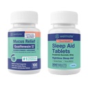 WELMATE Nighttime Wellness Bundle: maksymalna siła Guaifenesin 1200mg Mucus Relief (100 Ct) i Doxylamine Succinate 25 mg Sen Aid (200 Ct) Reg.