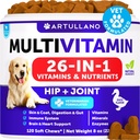 Pies Multivitamin Chewable z Glucozamine 26 in 1 - Pies witamin i suplementów - Senior & Puppy Multivitamin dla psów - Pet Joint Support Health - Immunitet, Mobilność, Gut Skin - 120 Chews