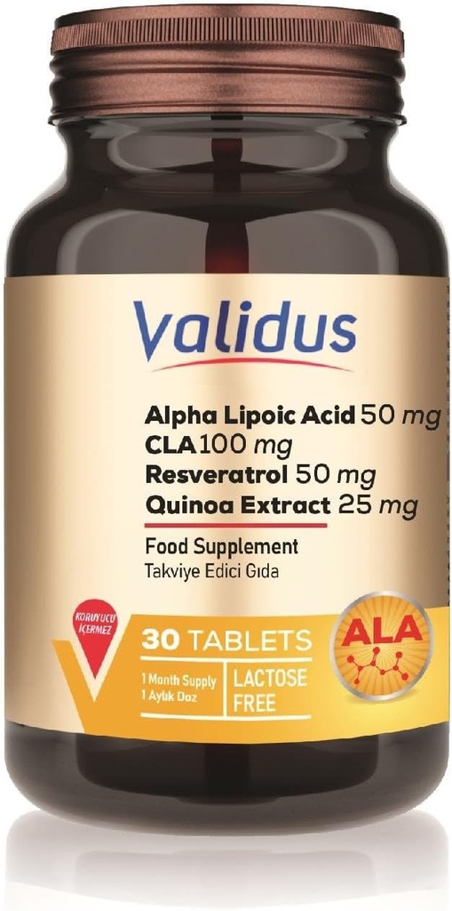 VALIDUS Alfa Kwas lipowy + CLA + Resweratrol 30 tabletek