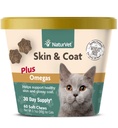 NaturVet - Skin & Coat Plus Omegas dla kotów - 60 Miękkich Przeżuć 124; Wspomaga zdrową Skórę & Glossy Coat 124; Wzmocnione Omega-3, Omega- 6 i Biotin 124; 30 Day Supply