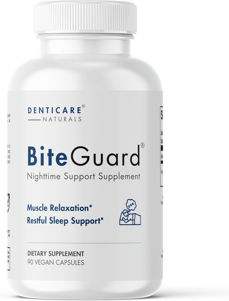 Denticare Bite- Guard for Teeth Grinding & Clenching, TMJ Relief, Calms Jaw z magnezem - 90 Czapki