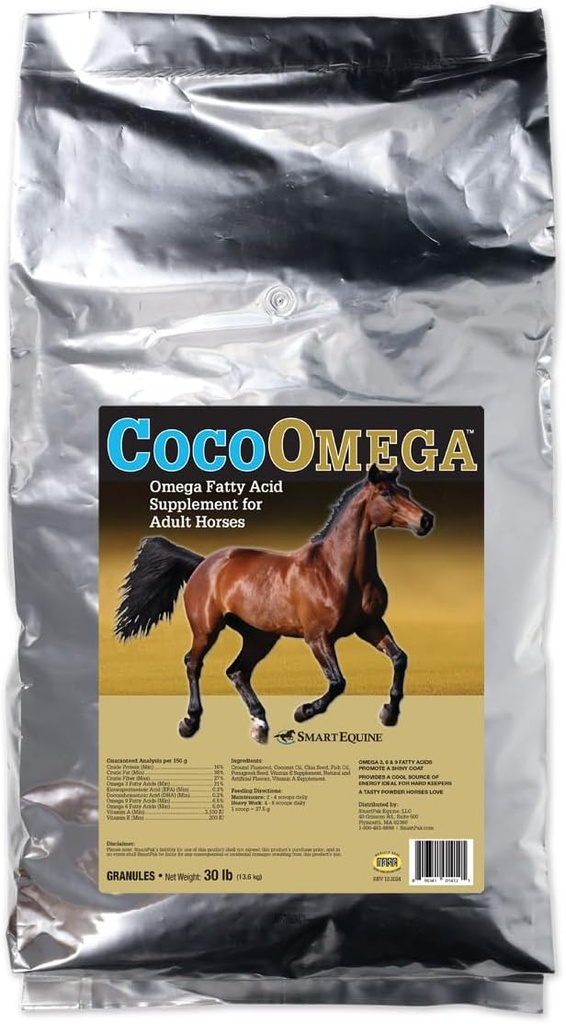 SmartEquine CocoOmega Granulat 124; Konie Suplementy dla skóry, kopyt, & Coat Zdrowie 124; Omega-3 Kwasy tłuszczowe 124; 30 LB