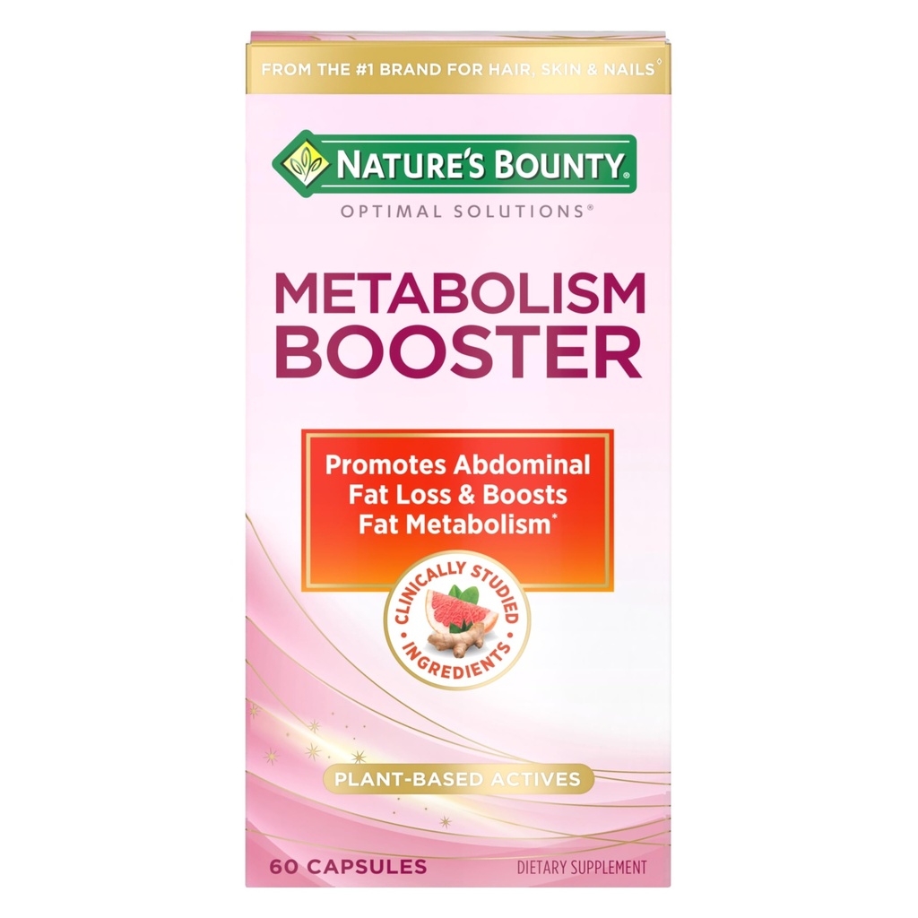 Nature 's Bounty Optimal Solutions Metabolizm Suplement booster, Wzmacnia metabolizm tłuszczu, Promotes Abdominal Fat Loss, Z ekstrakty cytrusowe i czarny imbir, 60 Kapsułki