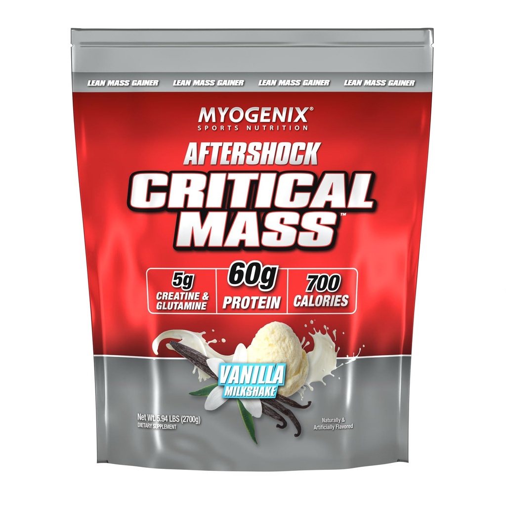 Myogenex Masa krytyczna Gainer - Muscle Mass Gain Supplement, Zero Laktoza Białko serwatki w proszku - Białko serwatki anabolicznej - Wanilia (5 funtów)