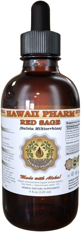 HawaiPharm Red Sage (Salvia Miltiorrhiza) Liquid Extract, nalewka, Herbal Supplement, Made in USA, 2 fl.oz
